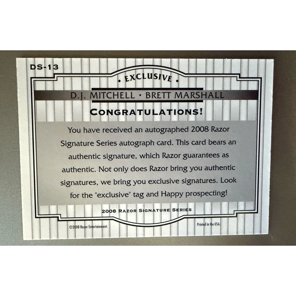 2008 Razor Signature Series 86/99 DJ Mitchell Brett Marshall #DS-13 Auto 0e3